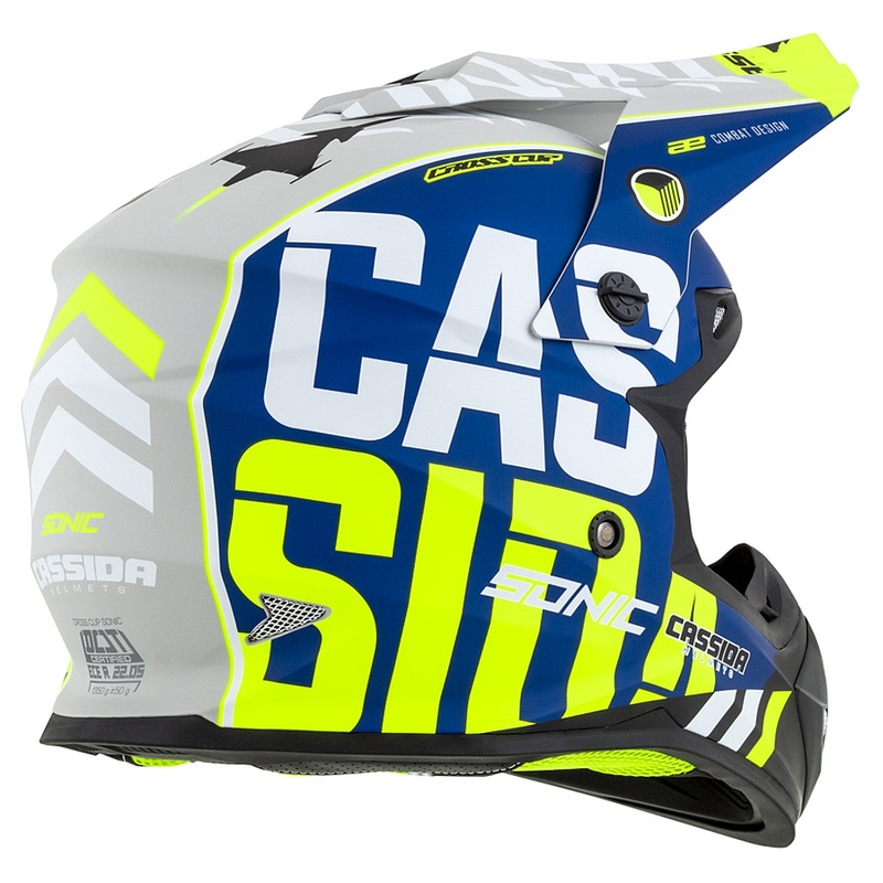 Motocross Helm Cassida Cross Cup Sonic fluo gelb-blau matt