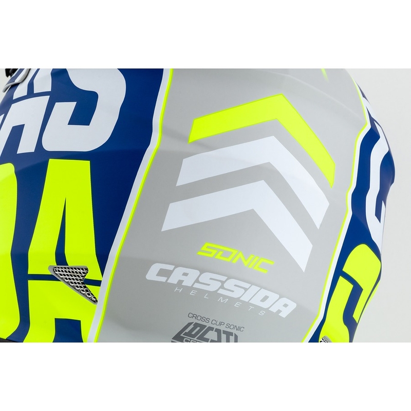 Motocross Helm Cassida Cross Cup Sonic fluo gelb-blau matt