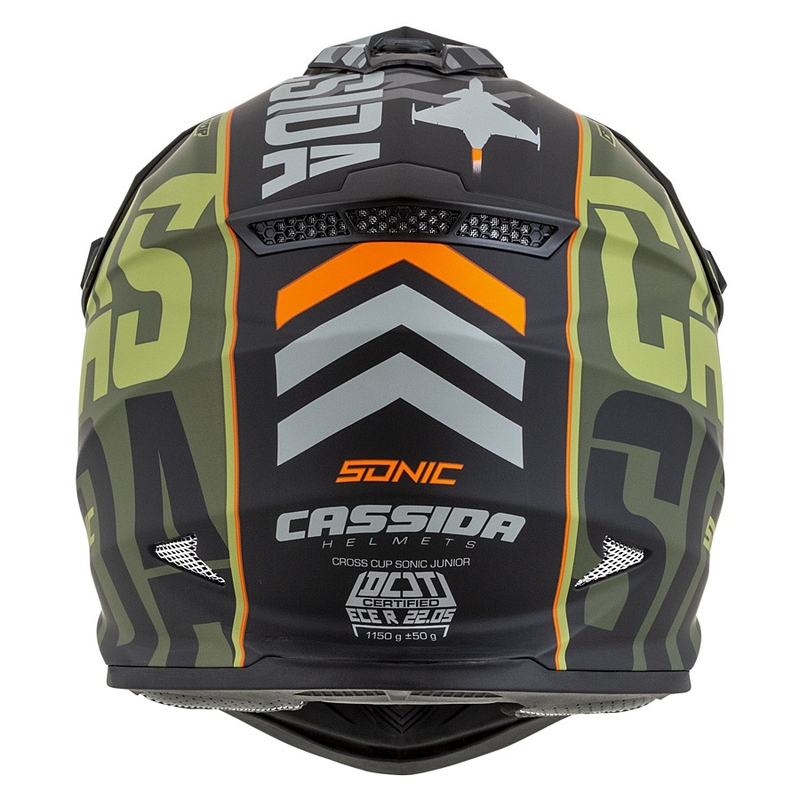 Kinder Motocross Helm Cassida Cross Cup Sonic Junior orange-grün matt Ausverkauf