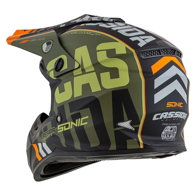 Kinder Motocross Helm Cassida Cross Cup Sonic Junior orange-grün matt Ausverkauf