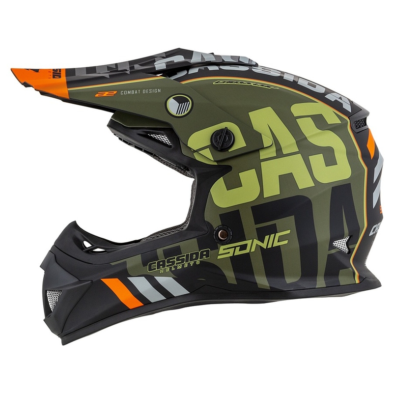 Kinder Motocross Helm Cassida Cross Cup Sonic Junior orange-grün matt Ausverkauf