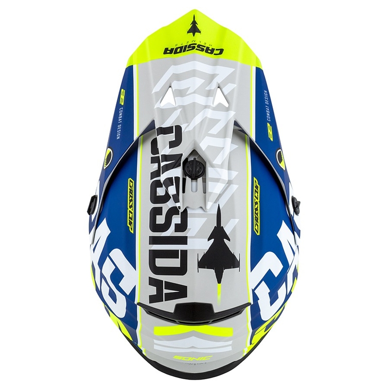 Kinder Motocross Helm Cassida Cross Cup Sonic Junior fluo gelb-blau matt Ausverkauf