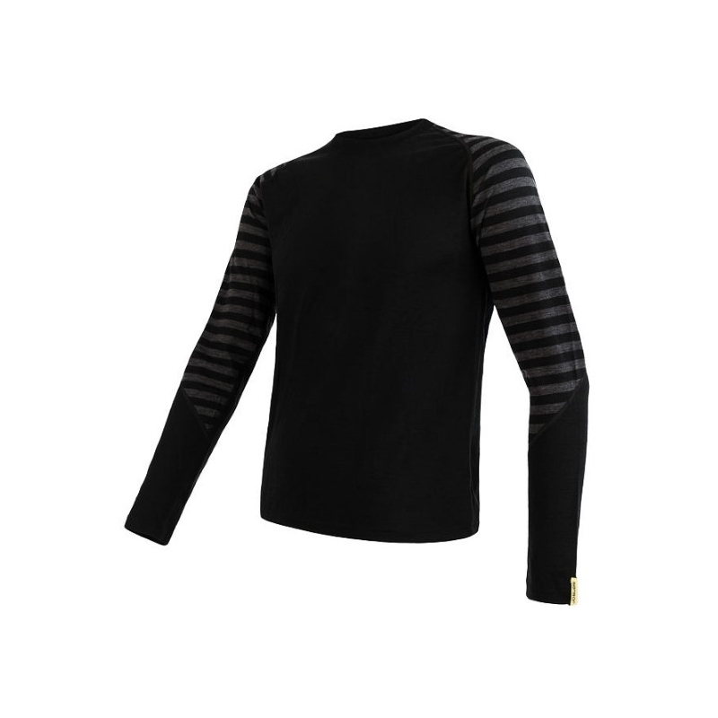 Herren Funktions-T-Shirt Sensor Merino Active schwarz-grau - langarm Ausverkauf