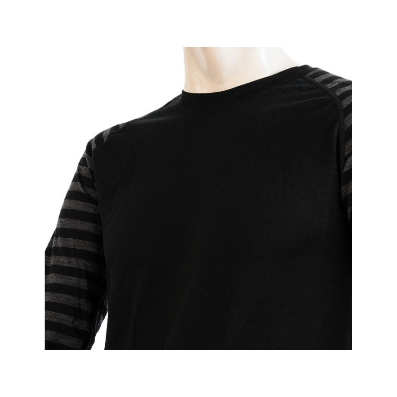 Herren Funktions-T-Shirt Sensor Merino Active schwarz-grau - langarm Ausverkauf