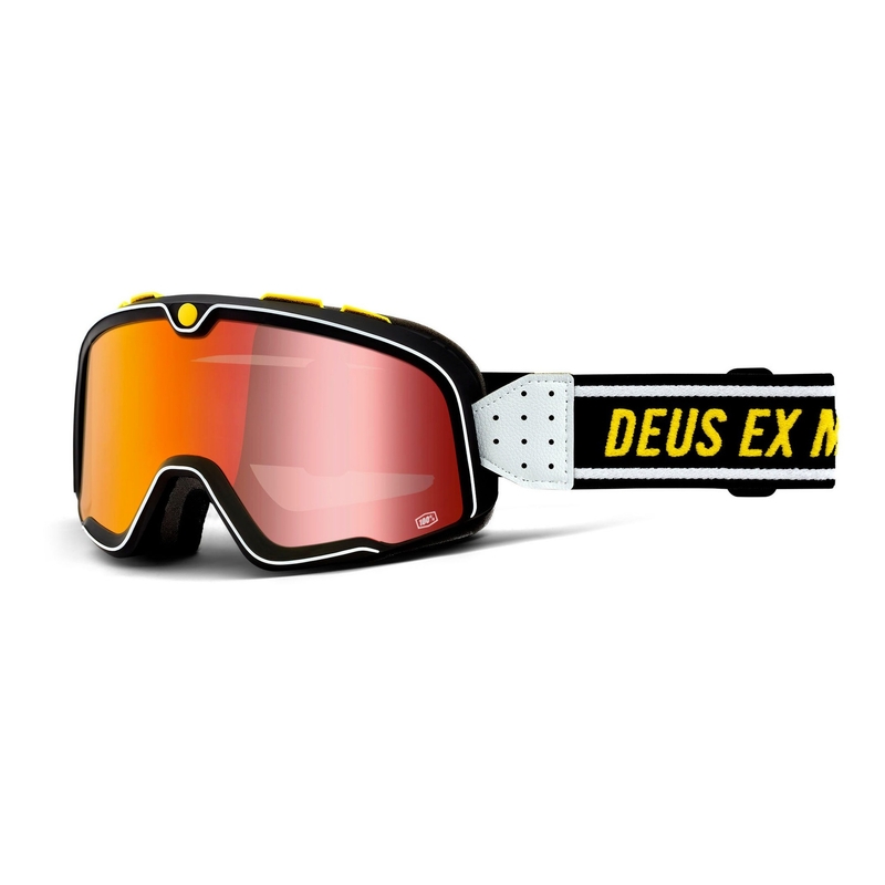 100% BARSTOW Deus schwarz-weiße Schwimmbrille (rot verspiegelte Plexiglasscheibe)