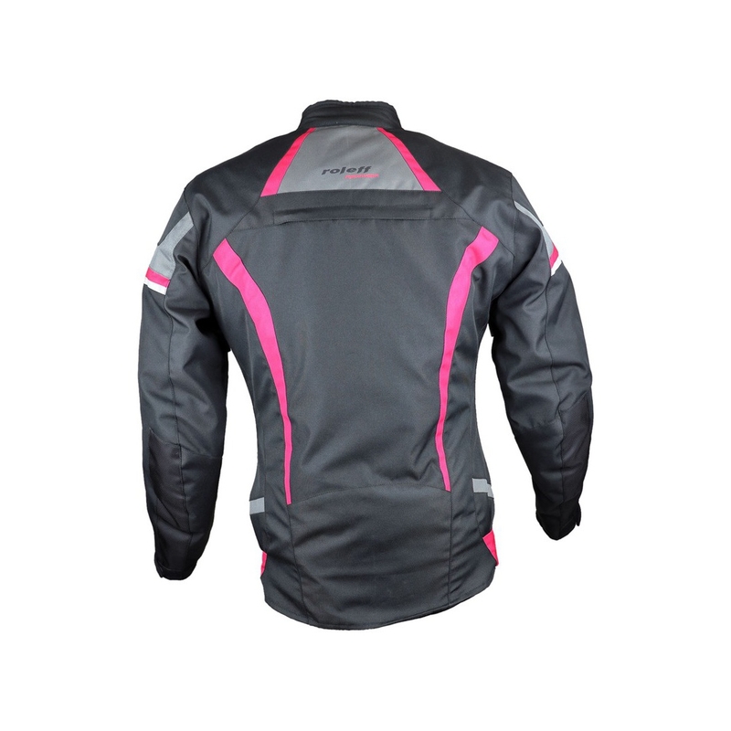 Frauen Roleff Irma Schwarz-Grau-Rosa Motorradjacke