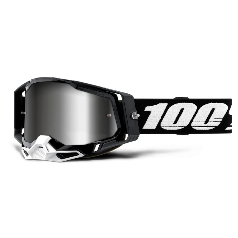 Motocrossbrille 100% RACECRAFT 2 schwarz (silber verspiegeltes Plexiglas) sale