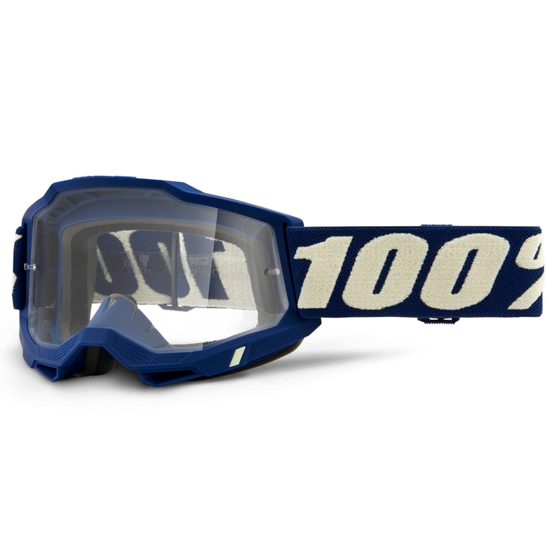 Motocrossbrille 100% ACCURI 2 dunkelblau (klares Plexiglas)