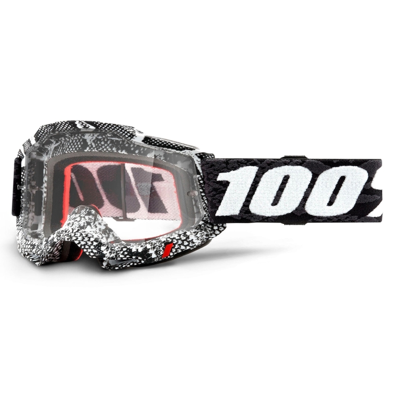 Motocrossbrille 100% ACCURI 2 schwarz und weiß (Plexiglas)
