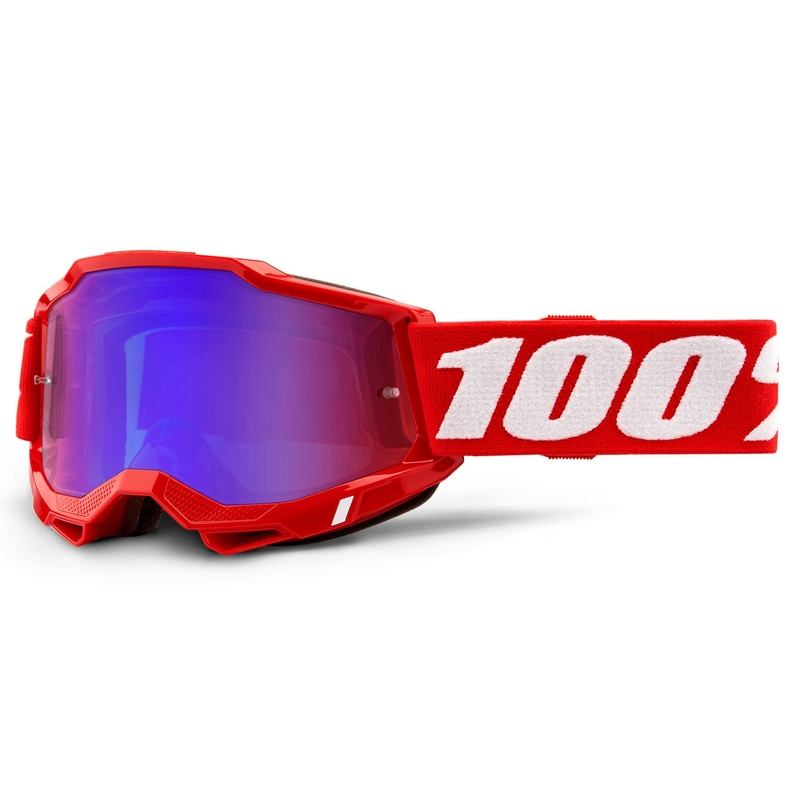 Motocrossbrille 100% ACCURI 2 rot (rot-blau verspiegeltes Plexiglas)