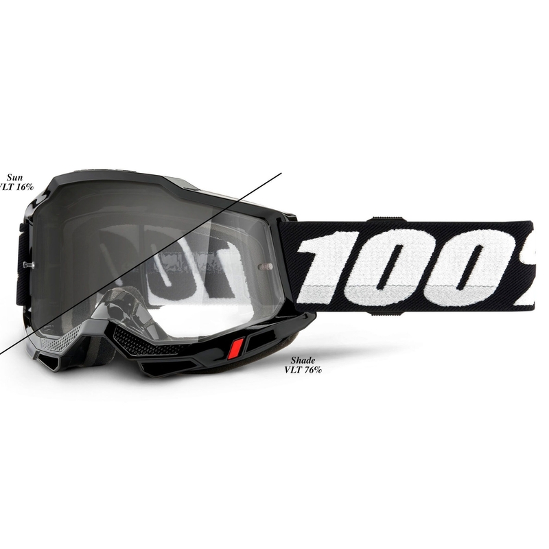 Motocrossbrille 100% ACCURI 2 schwarz (selbsttönendes Plexiglas)
