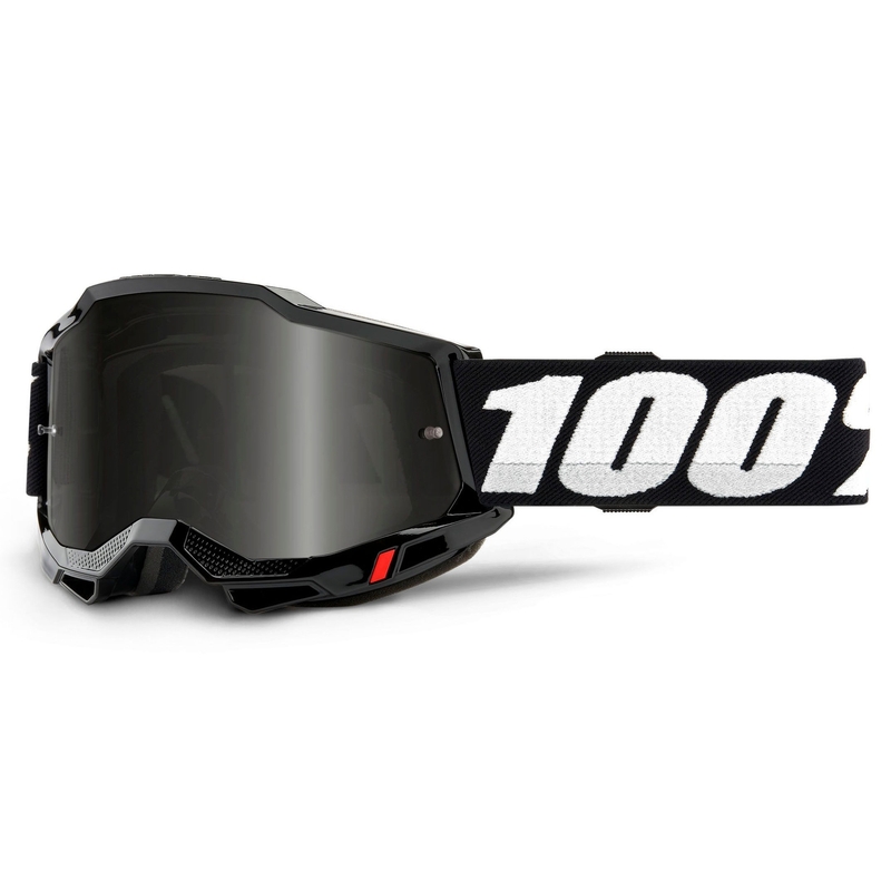 Motocrossbrille 100% ACCURI 2 schwarz (rauchfarbenes Plexiglas)
