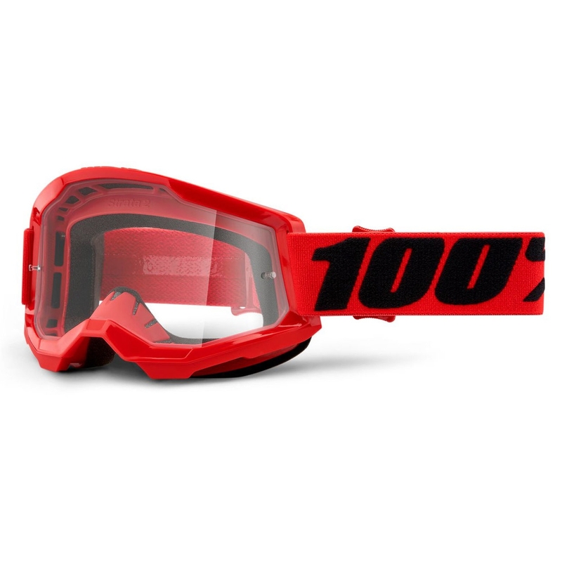 Motocrossbrille 100% STRATA 2 rot (klares Plexiglas)