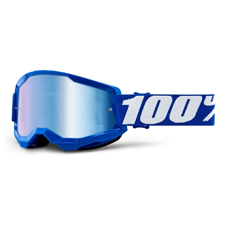 Motocrossbrille 100% STRATA 2 blau (blau verspiegeltes Plexiglas)