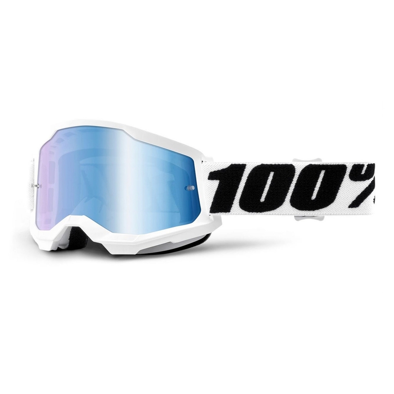 Motocrossbrille 100% STRATA 2 weiß (blau verspiegeltes Plexiglas) sale