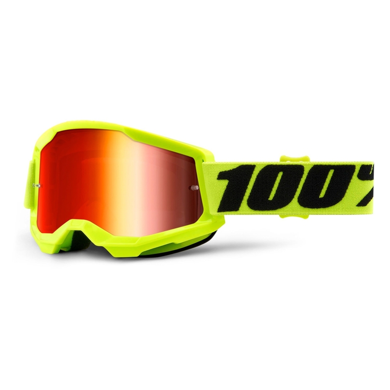 Motocrossbrille 100% STRATA 2 fluo gelb (rot verspiegeltes Plexiglas)