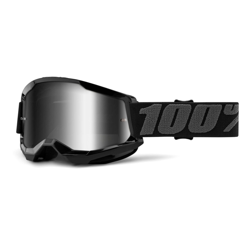 Motocrossbrille 100% STRATA 2 schwarz (silber verspiegeltes Plexiglas)