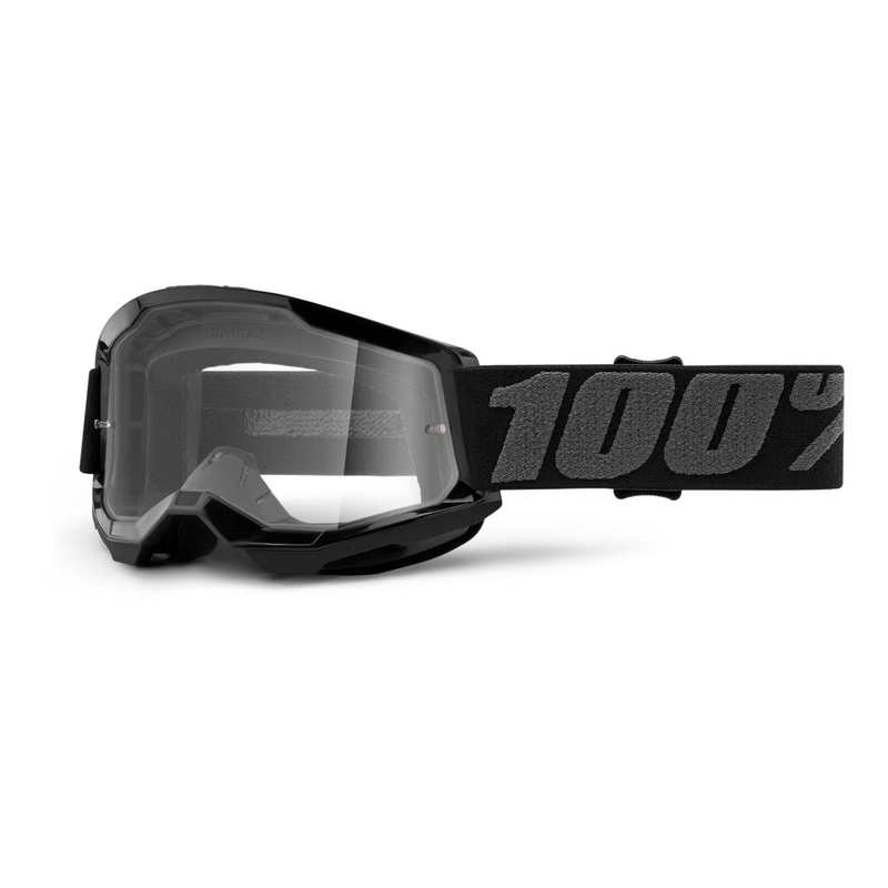 Kinder-Motocrossbrille 100% STRATA 2 schwarz (klares Plexiglas)
