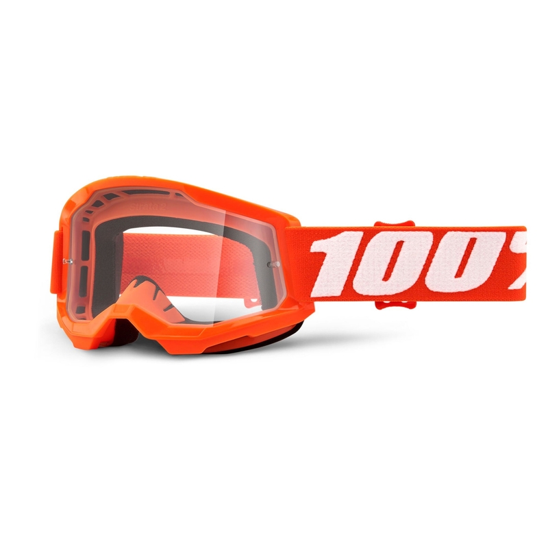 Kinder Motocrossbrille 100% STRATA 2 orange (plexiglasklar) sale Ausverkauf