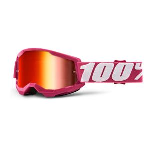 Kinder-Motocrossbrille 100% STRATA 2 rosa (rot verspiegeltes Plexiglas)