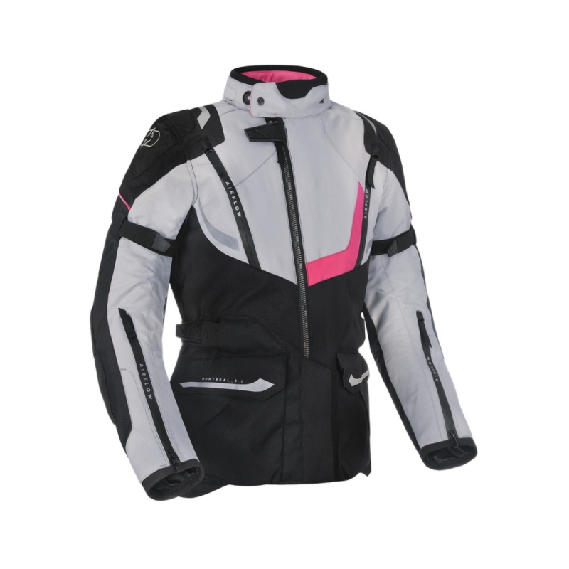 Oxford Montreal 3.0 schwarz-grau-rosa Motorradjacke für Damen