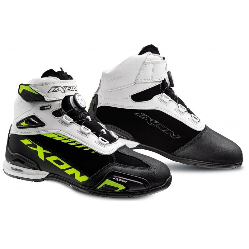 Motorradstiefel IXON Bull WP schwarz-weiss-fluo gelb Ausverkauf