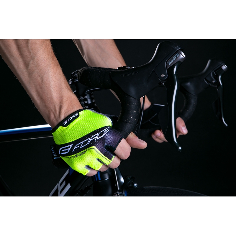FORCE Rival schwarz-fluorgelbe Handschuhe Ausverkauf