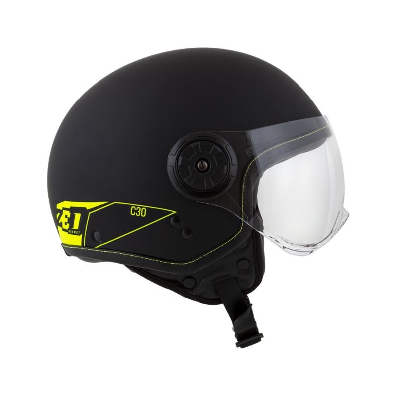 Offener Motorradhelm ZED C30 schwarz-fluorgelb matt