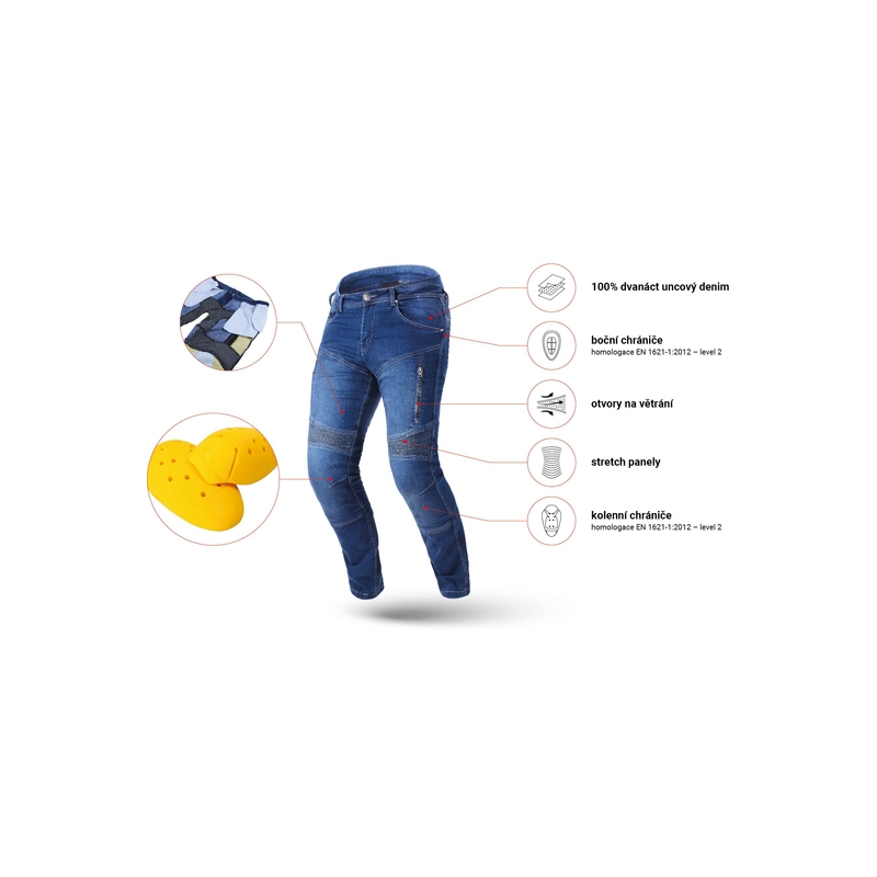 Street Racer Basic II CE Blau Cropped Motorrad Jeans