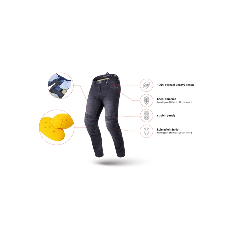 Gekürzte Motorradjeans Street Racer Spike II CE Schwarz