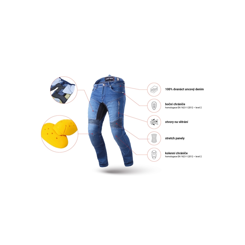 Street Racer Stretch II CE Blaue erweiterte Motorradjeans