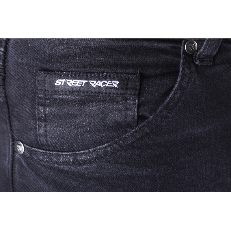 Gekürzte Motorradjeans Street Racer Warior CE Schwarz Ausverkauf