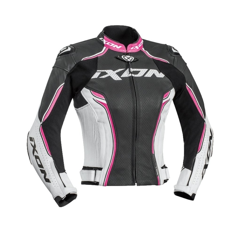 Damen Motorradjacke IXON Vortex schwarz-weiß-rosa Ausverkauf