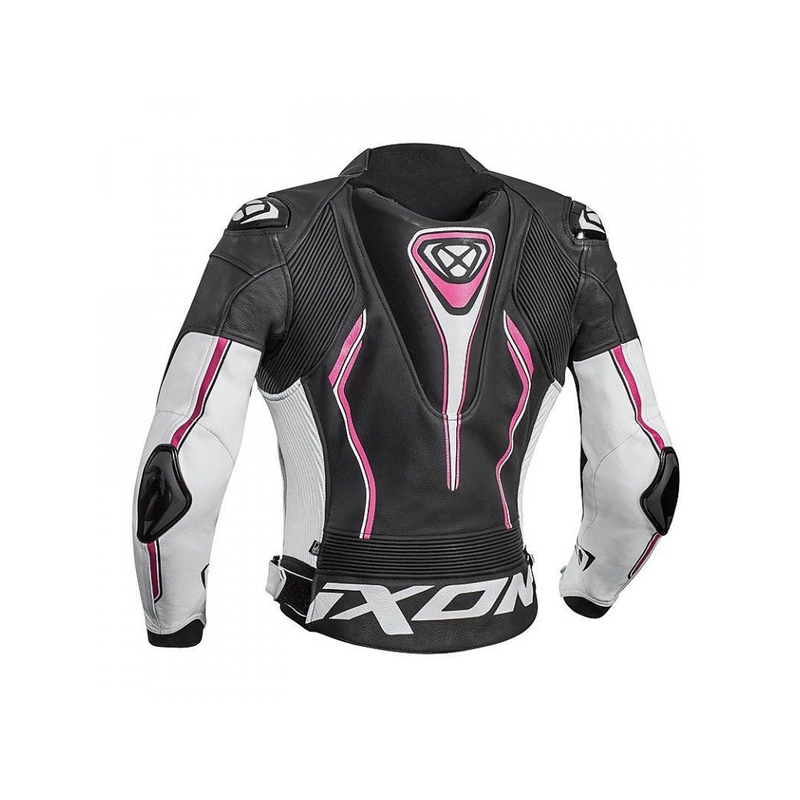 Damen Motorradjacke IXON Vortex schwarz-weiß-rosa Ausverkauf