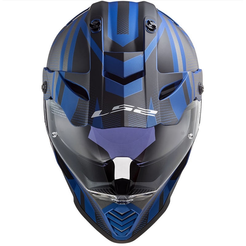 Enduro-Helm LS2 MX436 Pioneer EVO Master schwarz-silber-blau