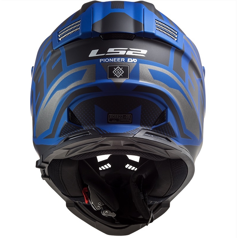 Enduro-Helm LS2 MX436 Pioneer EVO Master schwarz-silber-blau