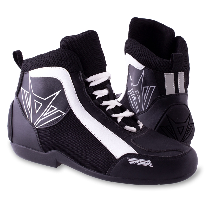 RSA Skraut schwarz und weiß Motorradstiefel Ausverkauf
