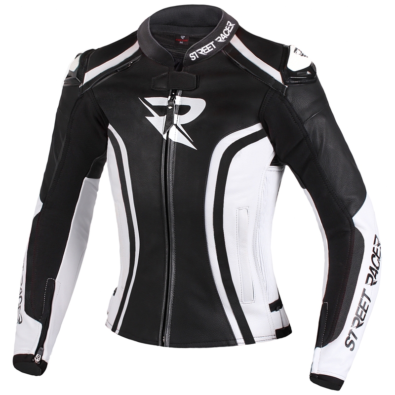 Damen Motorradjacke Street Racer Electra schwarz und weiß - II.
