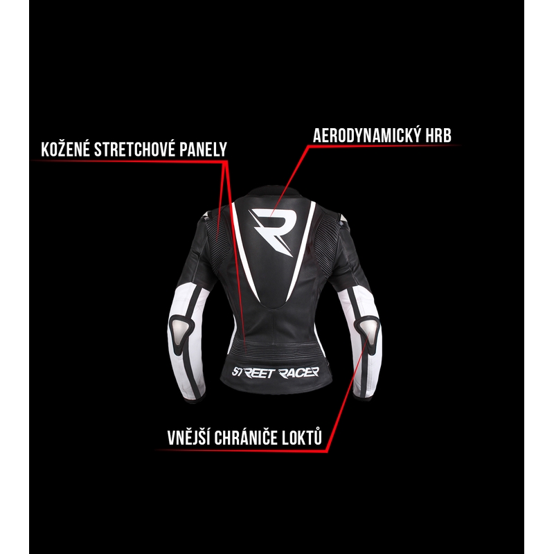 Damen Motorradjacke Street Racer Electra schwarz und weiß - II.