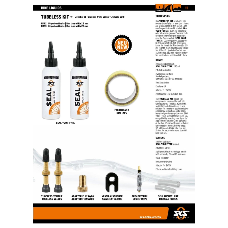 Tubeless-Kit - Satz für Tubeless-System Ausverkauf