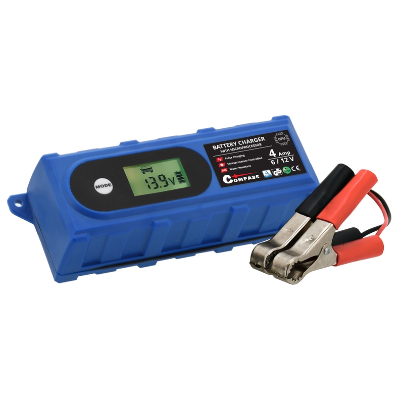 Batterieladegerät mit LCD-Anzeige 6/12V 3,8 Ampere