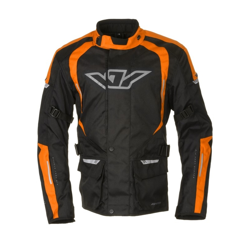 Ayrton Bruno schwarz und orange Motorradjacke Ausverkauf