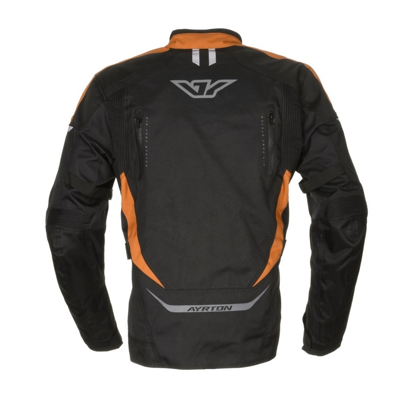 Ayrton Bruno schwarz und orange Motorradjacke Ausverkauf