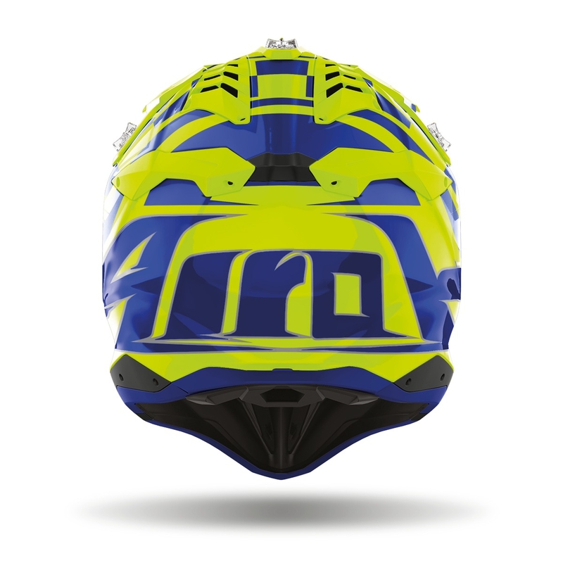 Motocross Helm Airoh Aviator 3.0 TC21 2022 blau-fluo gelb glänzend Ausverkauf