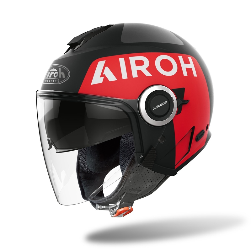 Offener Motorradhelm Airoh Helios Up 2022 rot-schwarz