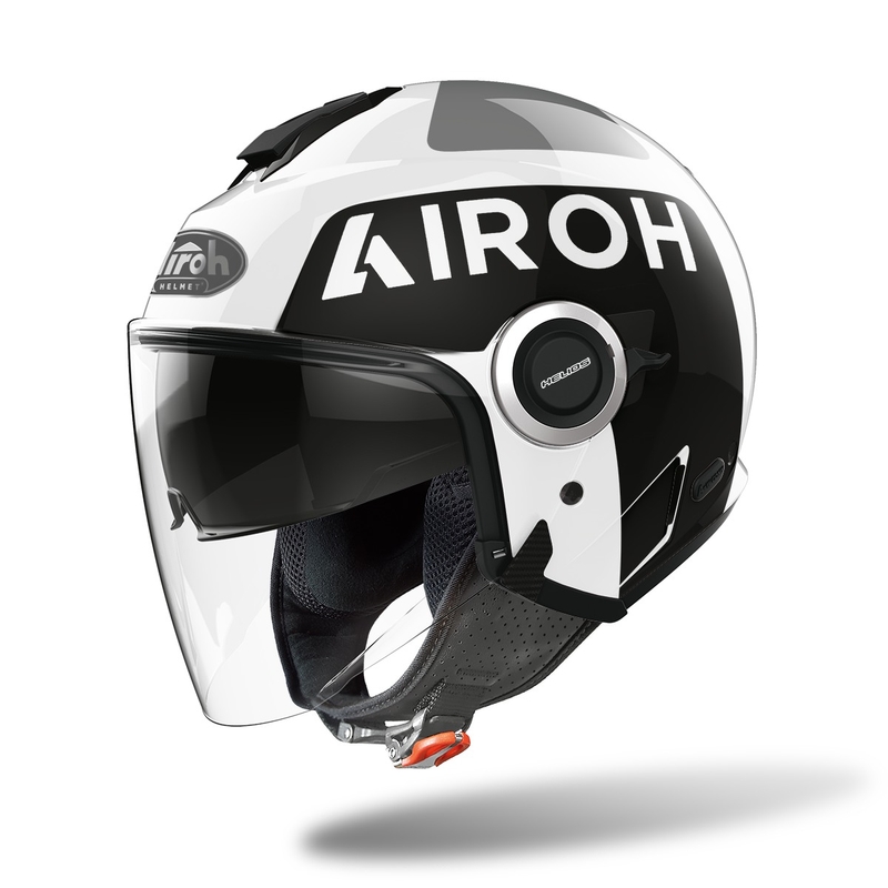 Offener Motorradhelm Airoh Helios Up 2022 schwarz und weiß