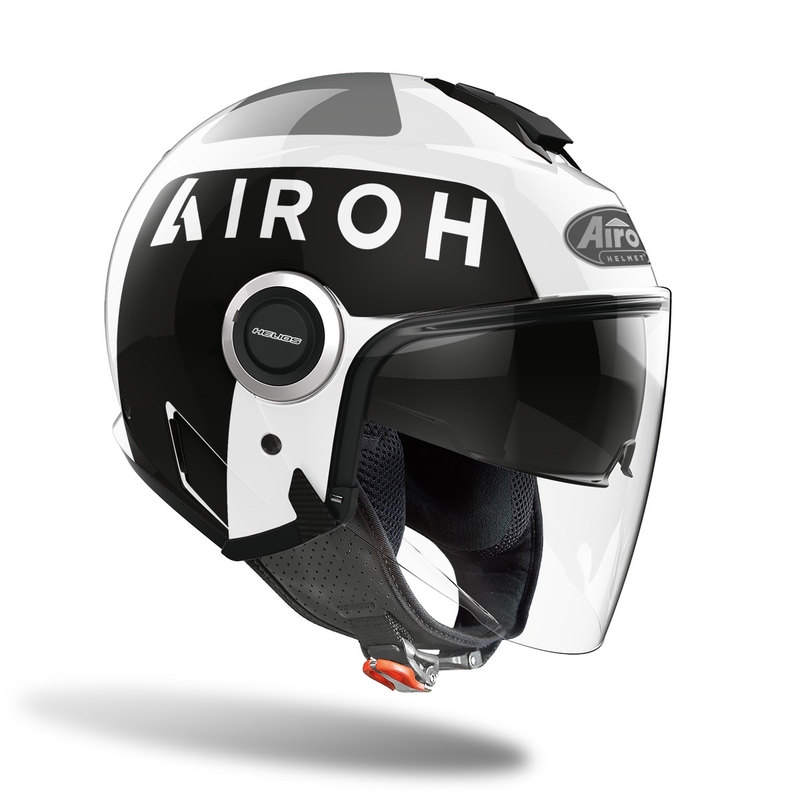 Offener Motorradhelm Airoh Helios Up 2022 schwarz und weiß