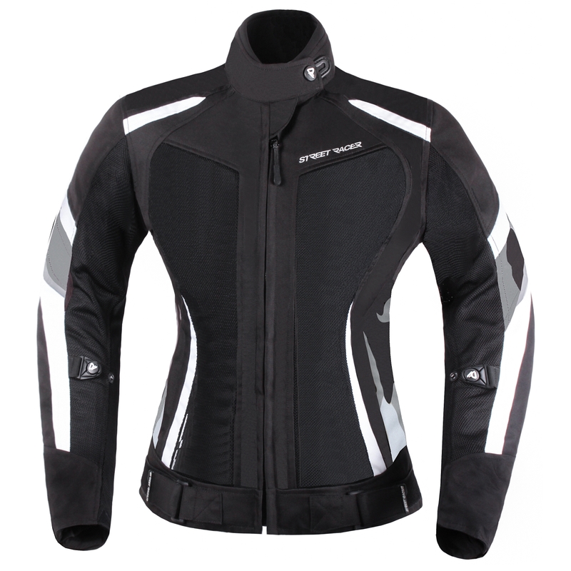 Damen Motorradjacke Street Racer Elite schwarz und weiß - II.