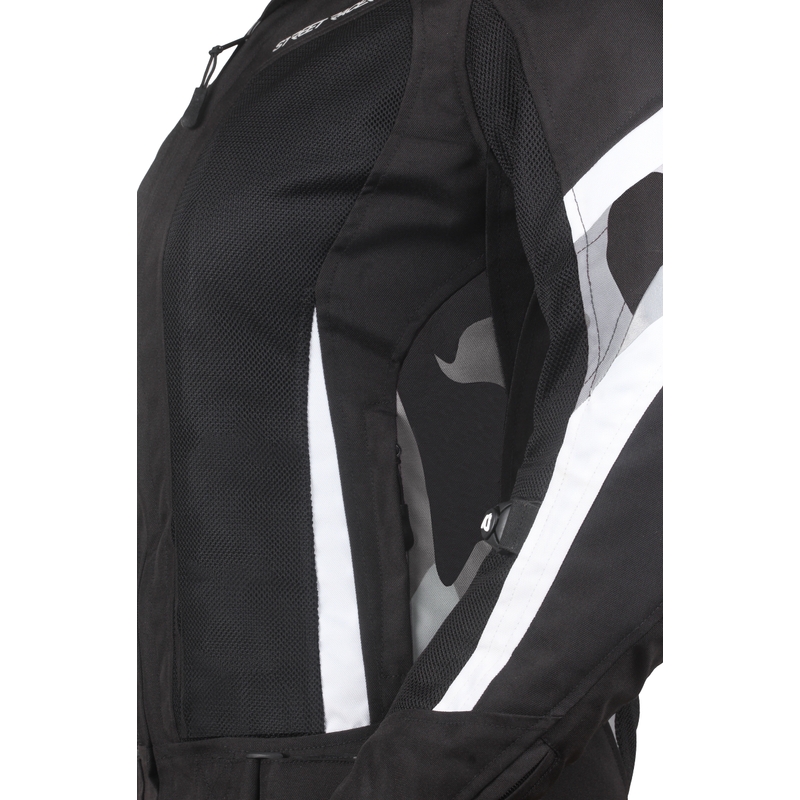 Damen Motorradjacke Street Racer Elite schwarz und weiß - II.