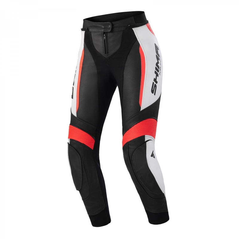 Damen Shima Miura 2.0 Schwarz-Weiß-Fluo Rot Motorradhosen